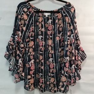 Fever Ruffle Bell Sleeve Blouse